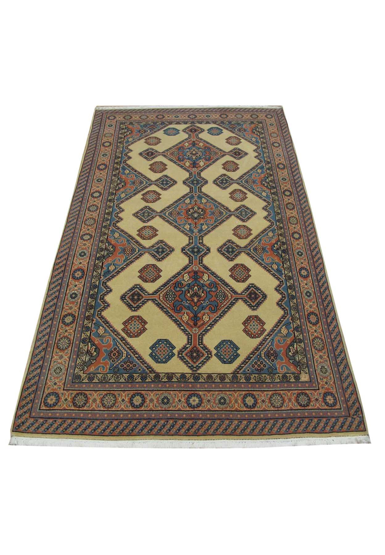 6 x 9 Geometric Oriental Bokhara Soft Wool Rug