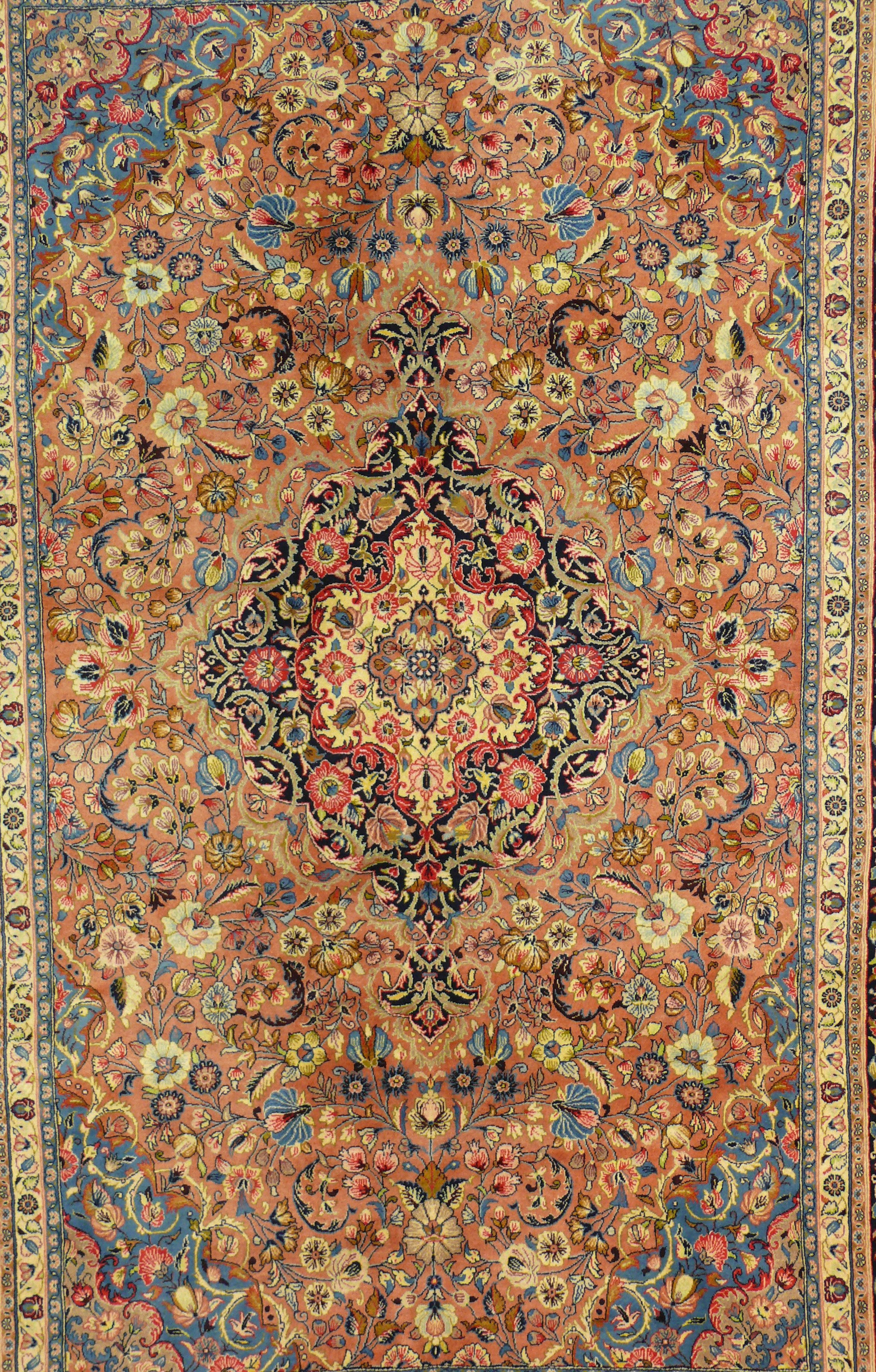 Hand-knotted wool texture of the 6'10 x 10 Persian Bijar rug