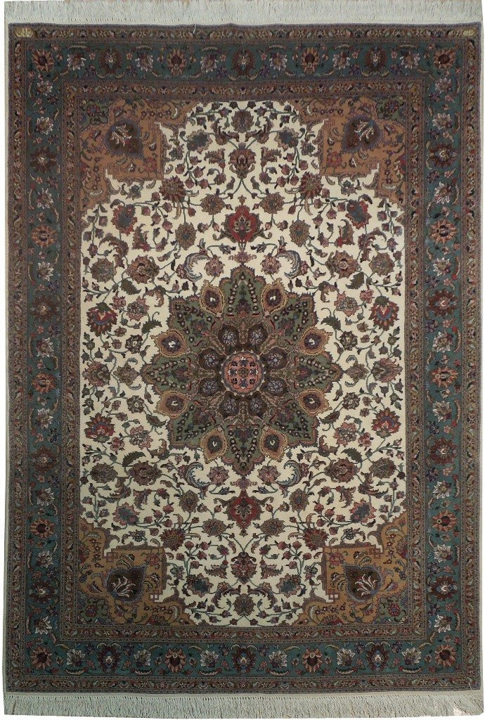 6'5 x 9 Singed Persian Tabriz Wool & Silk Rug