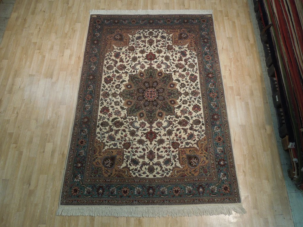 6'5 x 9 Singed Persian Tabriz Wool & Silk Rug