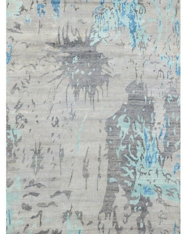 9 x 12 Modern Abstract Design Handmade Silky Rug | *Fire Sale* |