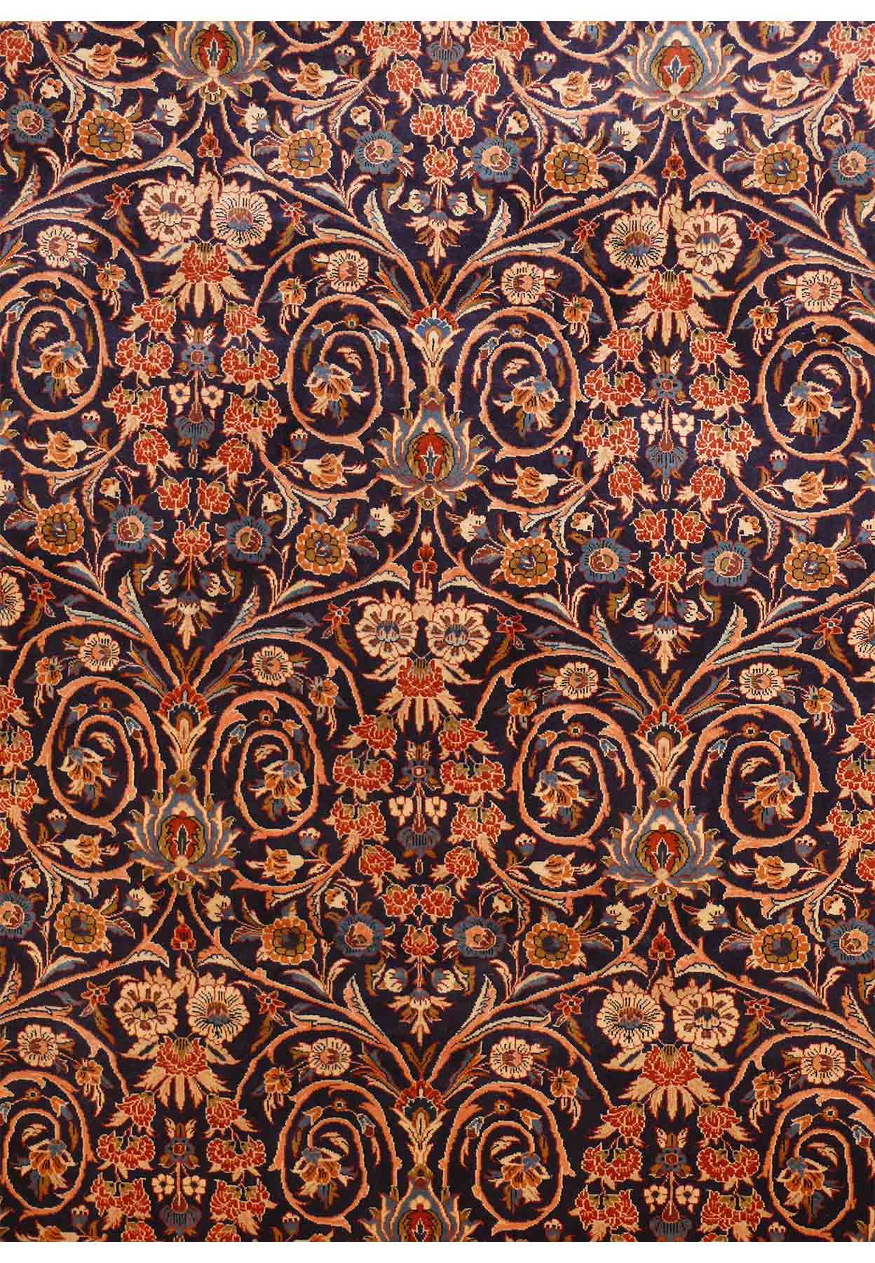Detail of 7'5" x 10'5" Persian Sarough Rug's Intricate Floral Patterns