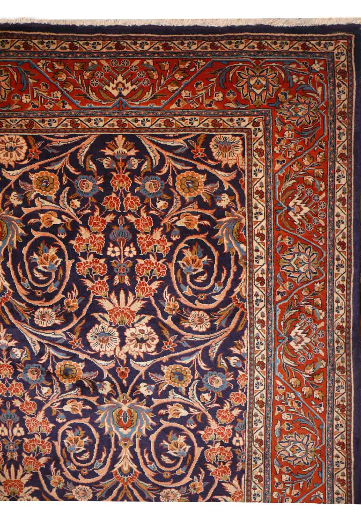 Elaborate Border Design of 7'5 x 10'5 Persian Floral and All-Over Design Sarough Rug