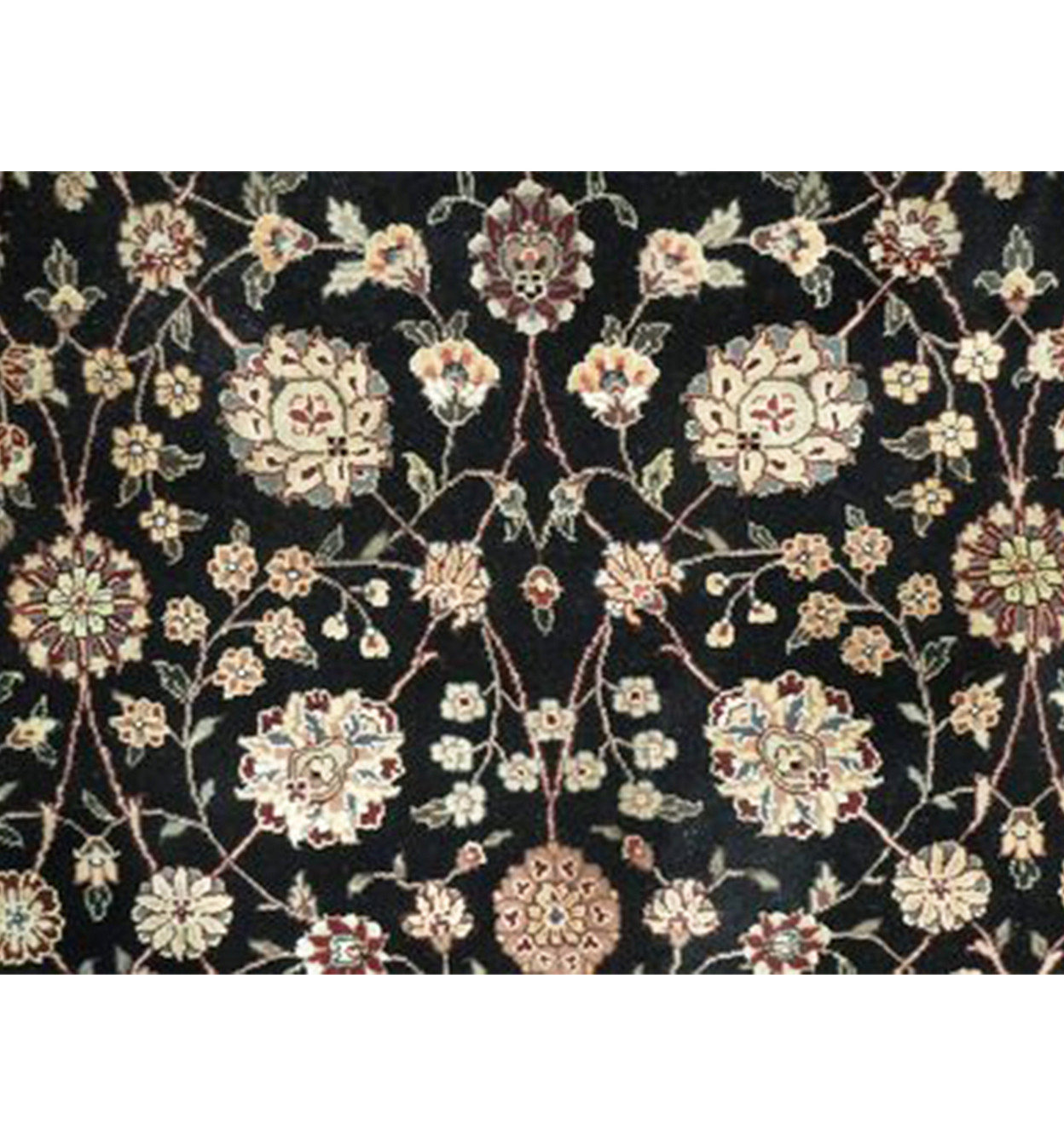 6 x 6 Oriental Tabriz All Over Wool & Silk Round Rug