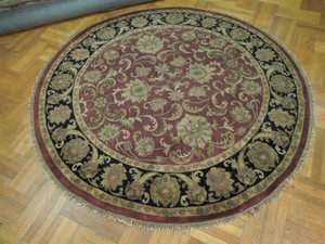 Harooni Rugs - Exotic 8x8 Authentic Handmade Round Agra Rug - India