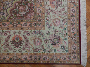 10 x 14 Authentic High End Burgundy Wool & Silk Persian Rug