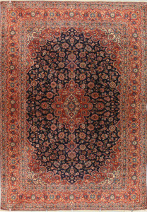 9'8 x 14'8 Persian Kashan Rug full view