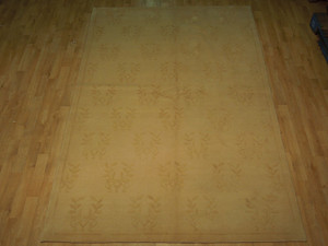 6x9 Wool & Silk Fine Quality Beige Nepalese Hand-Knotted Rug