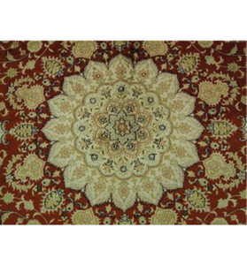 10 x 10 Persian Tabriz Wool & Silk Round Rug