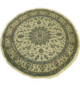 8 x 8 Persian Nain 9LAA Round Wool & Silk Rug