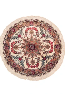 3'5 x 3'5 Persian Qum 100% All Silk Round Rug
