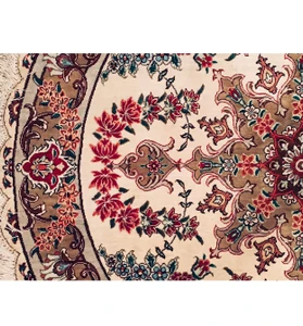 3'5 x 3'5 Persian Qum 100% All Silk Round Rug