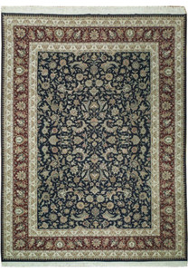 Oriental Jaipur Rug 9x12 Blue Midnight Dark High End Rug Wool & Silk rug