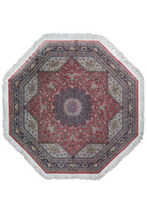 8 x 8 Persian Qum Silk Rug unique masterpiece Octagon signed by master weaver