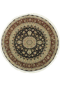 6 x 6 Persian Tabriz Design Fine Wool & Silk Round Rug