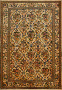 7 x 10 Floral Persian Tabriz Kork & Silk Rug