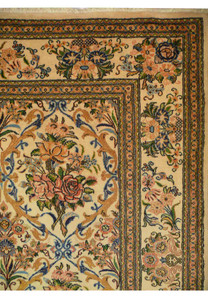 7 x 10 Floral Persian Tabriz Kork & Silk Rug