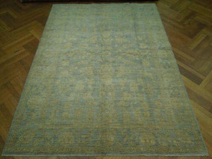 6 x 8 Peshawar Chobi Antique Look Rug Pale Light Blue