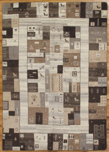 Small 2x4 Modern Rug New Modern Shades of Gray BROWN Wool Hand-knotted GABBEH