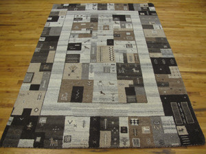 Small 2x4 Modern Rug New Modern Shades of Gray BROWN Wool Hand-knotted GABBEH