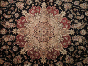 10 x 14 Oriental Tabriz Design Wool & Silk Rug