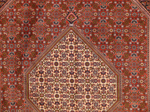 Handmade Bijar Rug - Midfield view of rug, highlighting dense pile and durable construction