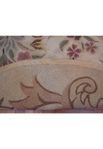 Close-up of the detailed floral border on a Persian Hook Aubusson Style Oval Rug, measuring 11'3" x 17'10
