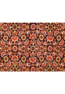 Close-up on the fringe of a Persian Bijar rug with a measuring tape, highlighting the weave density and edge craftsmanships