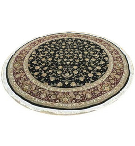 8 x 8 Oriental Tabriz Wool & Silk Round Rug