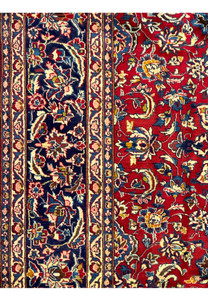 Close-up of the intricate border design on the Persian Isfahan Rug 10 x 13