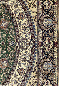 Close-up of the floral design highlighting the silk and wool blend.