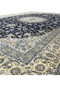 High-quality Persian Nain Rug in 13 x 19'8 size, featuring classic floral and medallion motifs