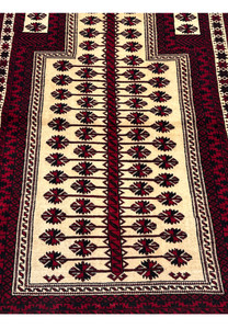 3'6 x 5'4 Persian Baluch Rug - Handmade Tribal Prayer Rug