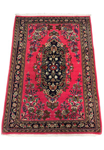 Hand-Knotted Persian Qum Kork Rug - Full View Displaying Intricate Floral Patterns
