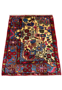 Top view of Nahavand Persian Rug highlighting central medallion and border design