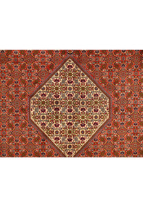 Close-up of medallion on 8'2" x 11'8" Persian Bijar Rug