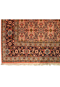 Close-up of the 8'2 x 11'4 Persian Bijar Rug's corner highlighting the rich colors and intricate motifs.
