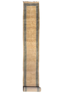 Full view of the 2'8" x 28' modern Nepali runner, ideal for long corridors