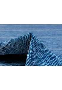 Detailed texture shot of the blue 12x18 designer rug