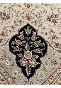 Detailed View of 12'5 x 18 Persian Tabriz Rug with Lush Floral Design on Light Background