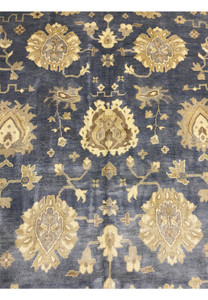 Floral design details on the 10'2" x 20' Chobi Rug