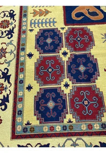 Close-up of tribal patterns on 13'3 x 16'2 Afghan Rug with intricate details and vibrant colors.