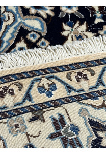 Backside of the 2'8 x 4'6 Persian Nain Rug showing fine hand-knotted wool craftsmanship.