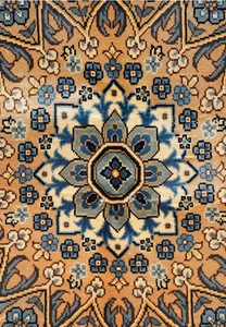 Detailed starburst medallion design on hand-knotted Chinese silk rug, signed collectible