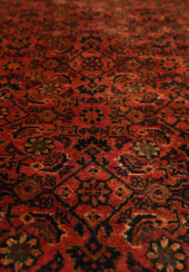 Texture of antique Bijar rug wool pile with strong knot density