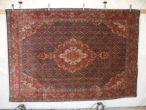 7 x 10 Bijar Persian Rug hanging and showing its whole beauty also call Iron Rug