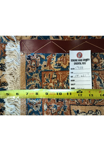 Back view of 14x25'6 hand-knotted Nain 9 LA Persian rug showing fine weave detail.