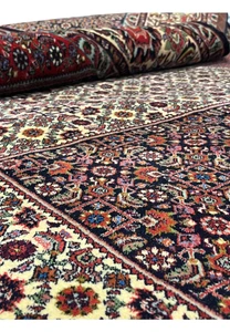 Surface texture close up showing tight knot density on premium 10x13 Persian Bijar rug