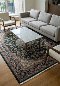 7x10 deep forest green Persian Nain 9LA rug