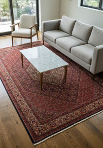 Deep red 7x10 Persian Bijar iron rug